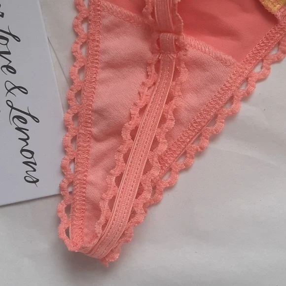 FOR LOVE AND LEMONS WOMEN THONG PANTIES ORANGE SIZE XS NWT